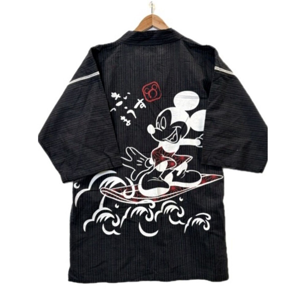 NWT Takihyo X Disney Mickey Mouse Surfer Kimono Robe Size Large Black Pinstripe